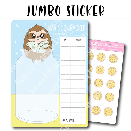 Kawaii Jumbo Sticker - 5x7 Savings Tracker