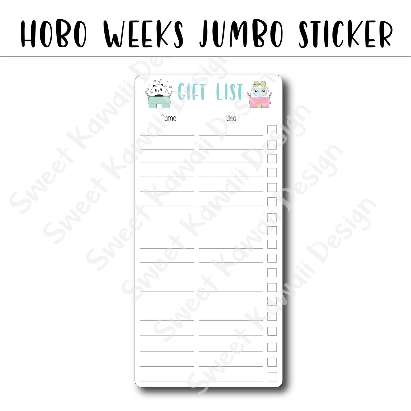 Kawaii Jumbo Sticker - Gift List - Size Options Available