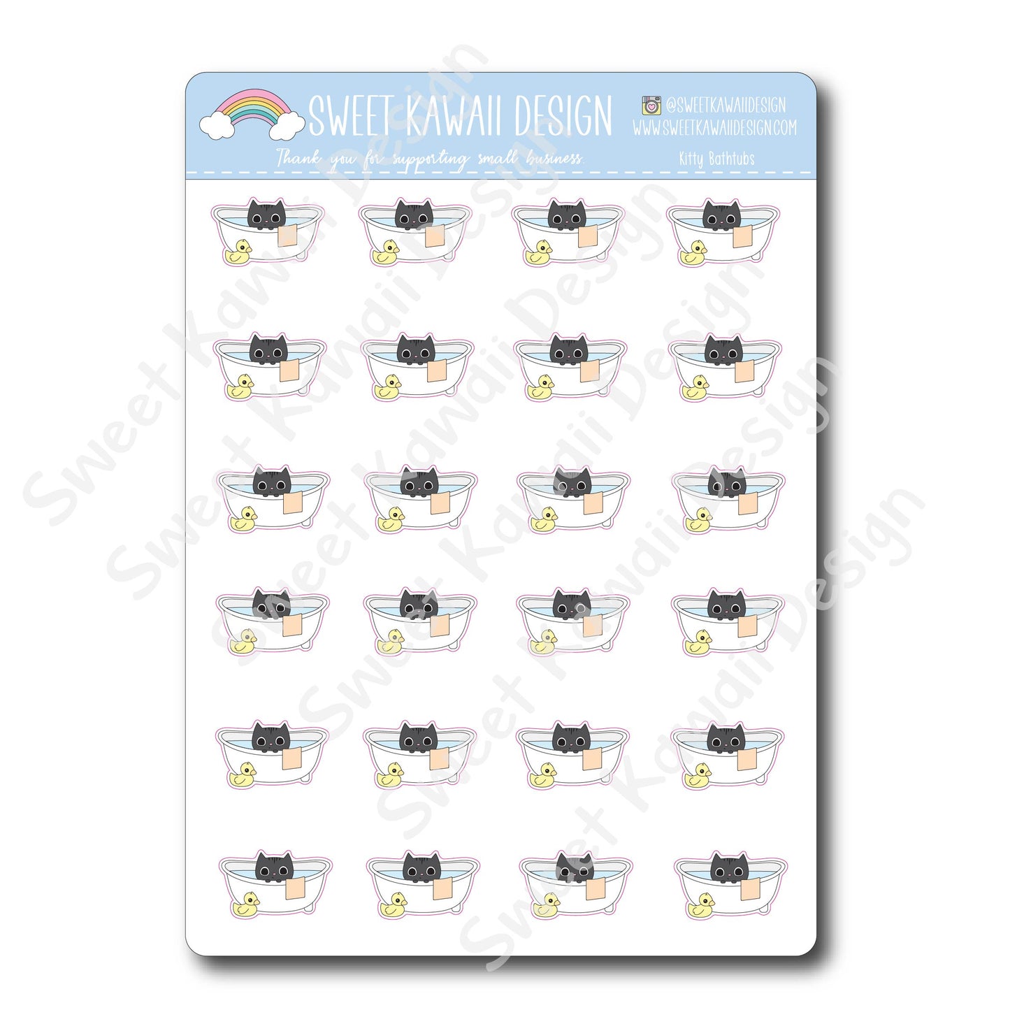 Kawaii Kitty Bathtub Stickers