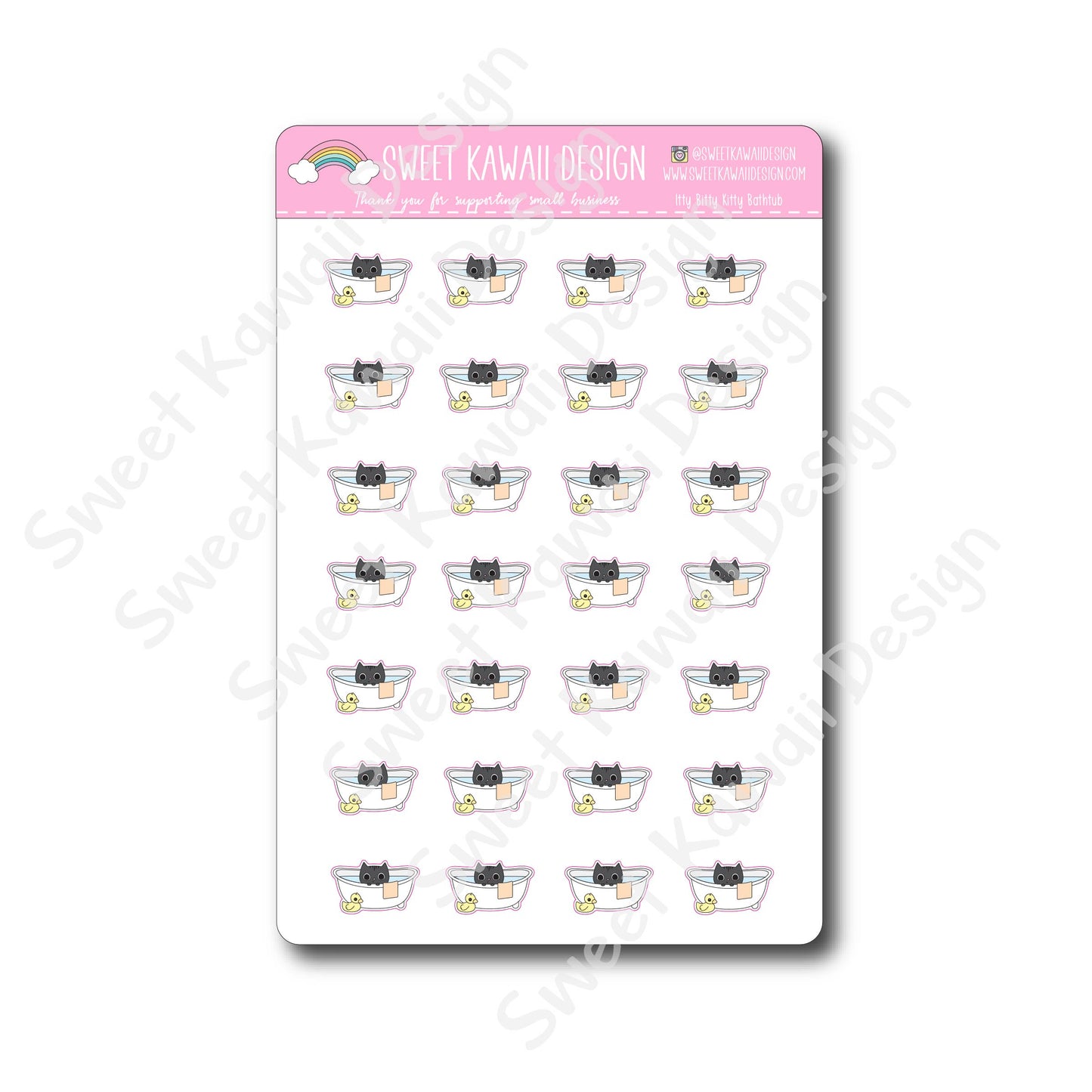 Kawaii Kitty Bathtub Stickers