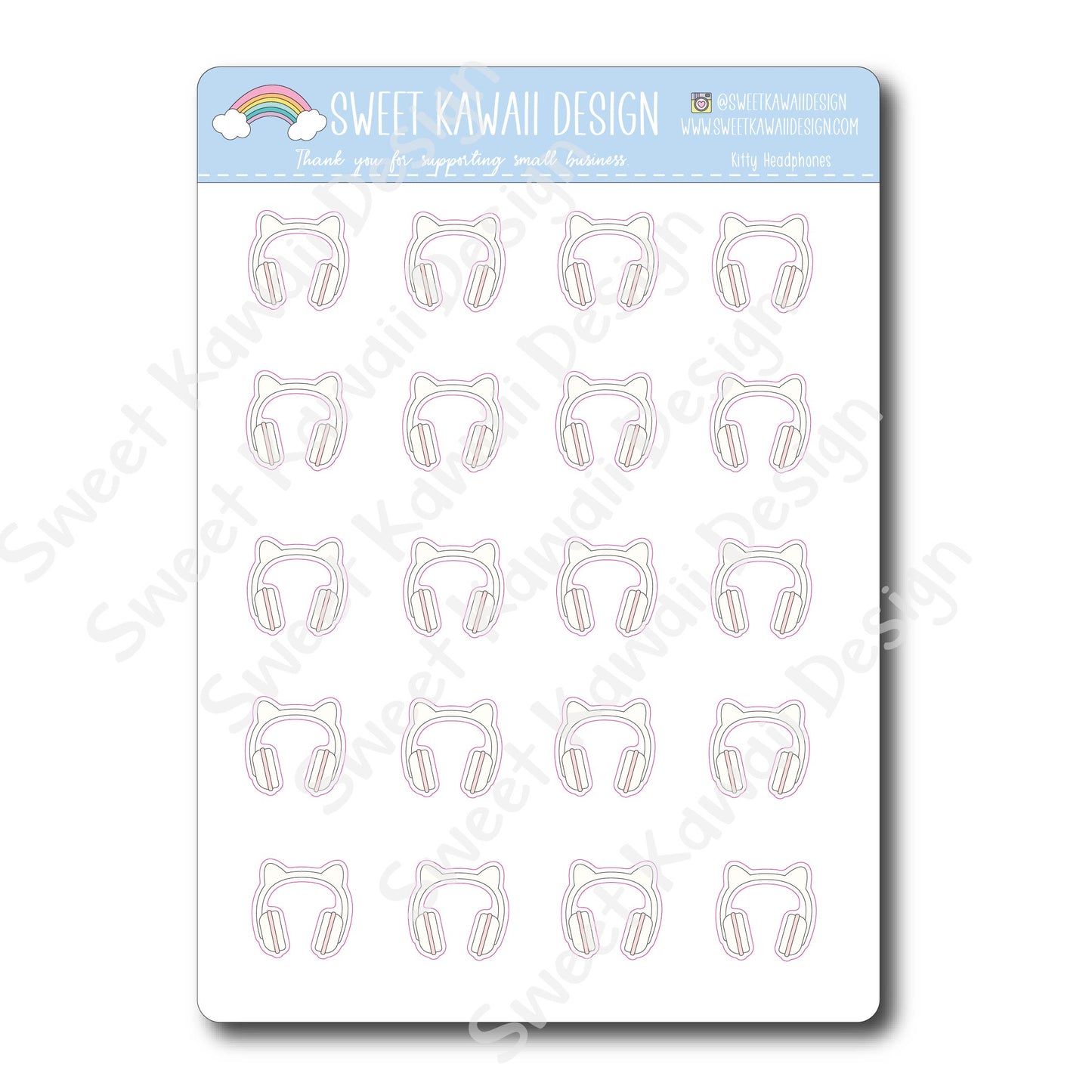 Kawaii Kitty Headphone Stickers