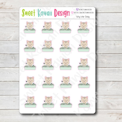 Kawaii Kitty Litter Stickers - Stinky