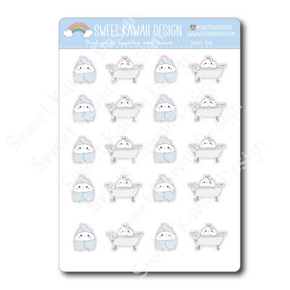 Kawaii Konnie Stickers - Bath