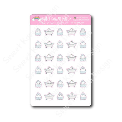 Kawaii Konnie Stickers - Bath