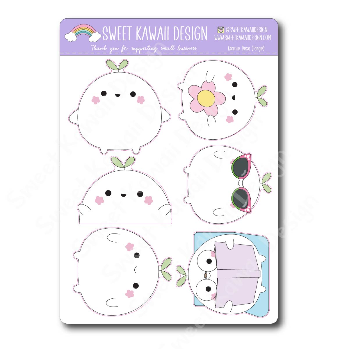 Kawaii Konnie Deco (Large) Stickers