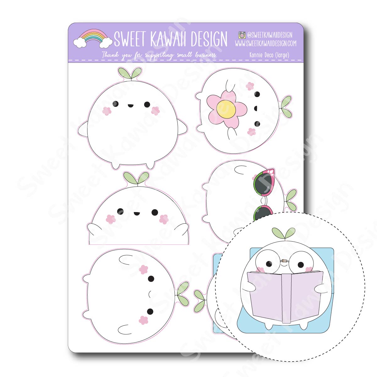 Kawaii Konnie Deco (Large) Stickers