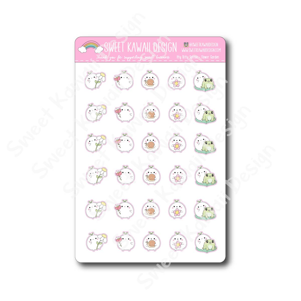 Kawaii Konnie Stickers - Flower Garden