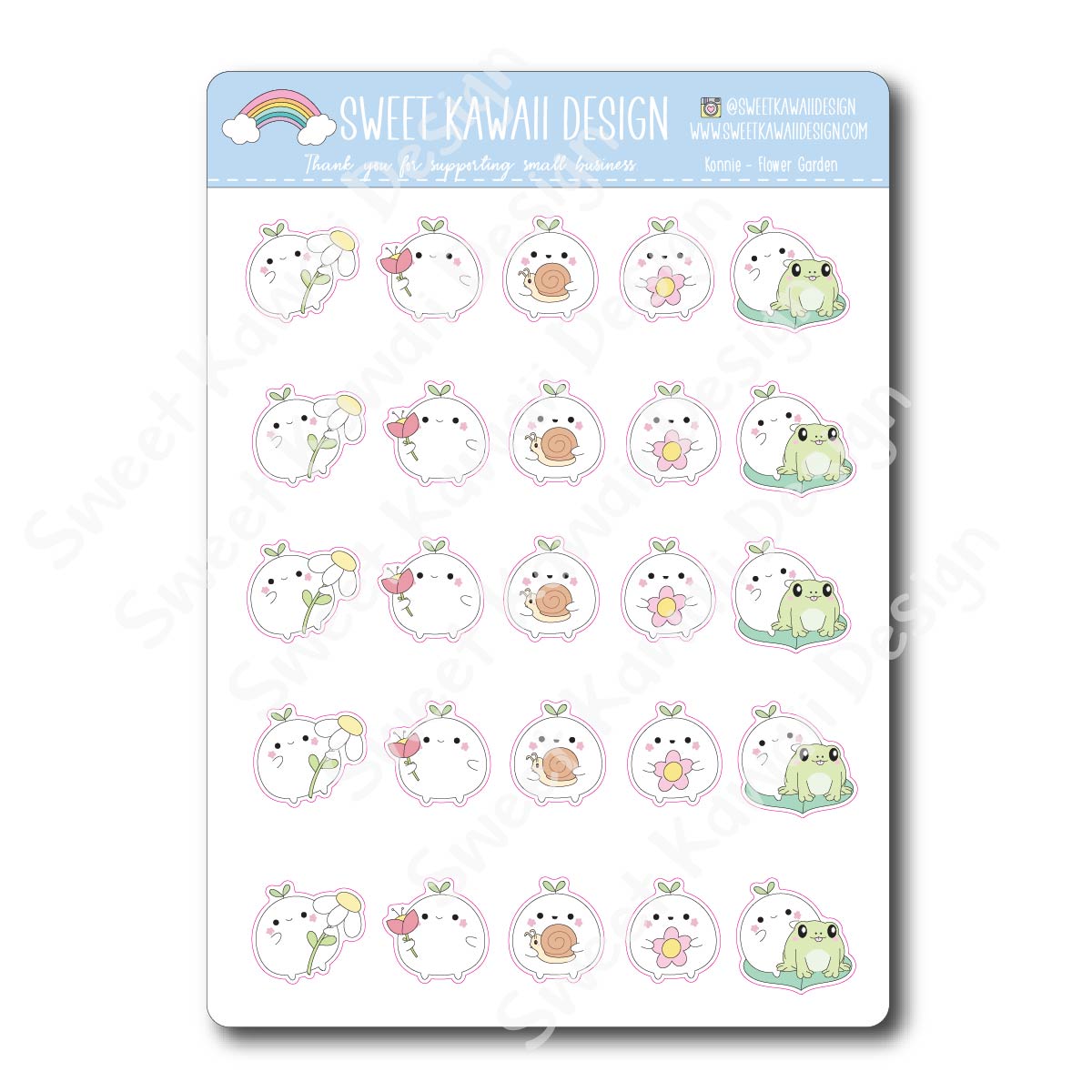 Kawaii Konnie Stickers - Flower Garden