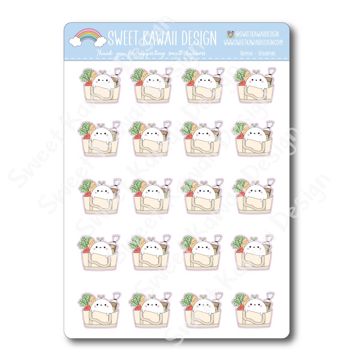 Konnie the Daikon Stickers - Groceries