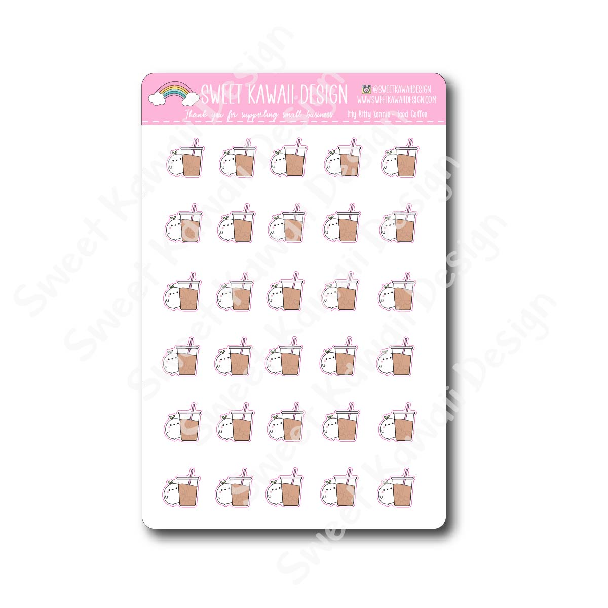 Kawaii Konnie Stickers - Iced Coffee