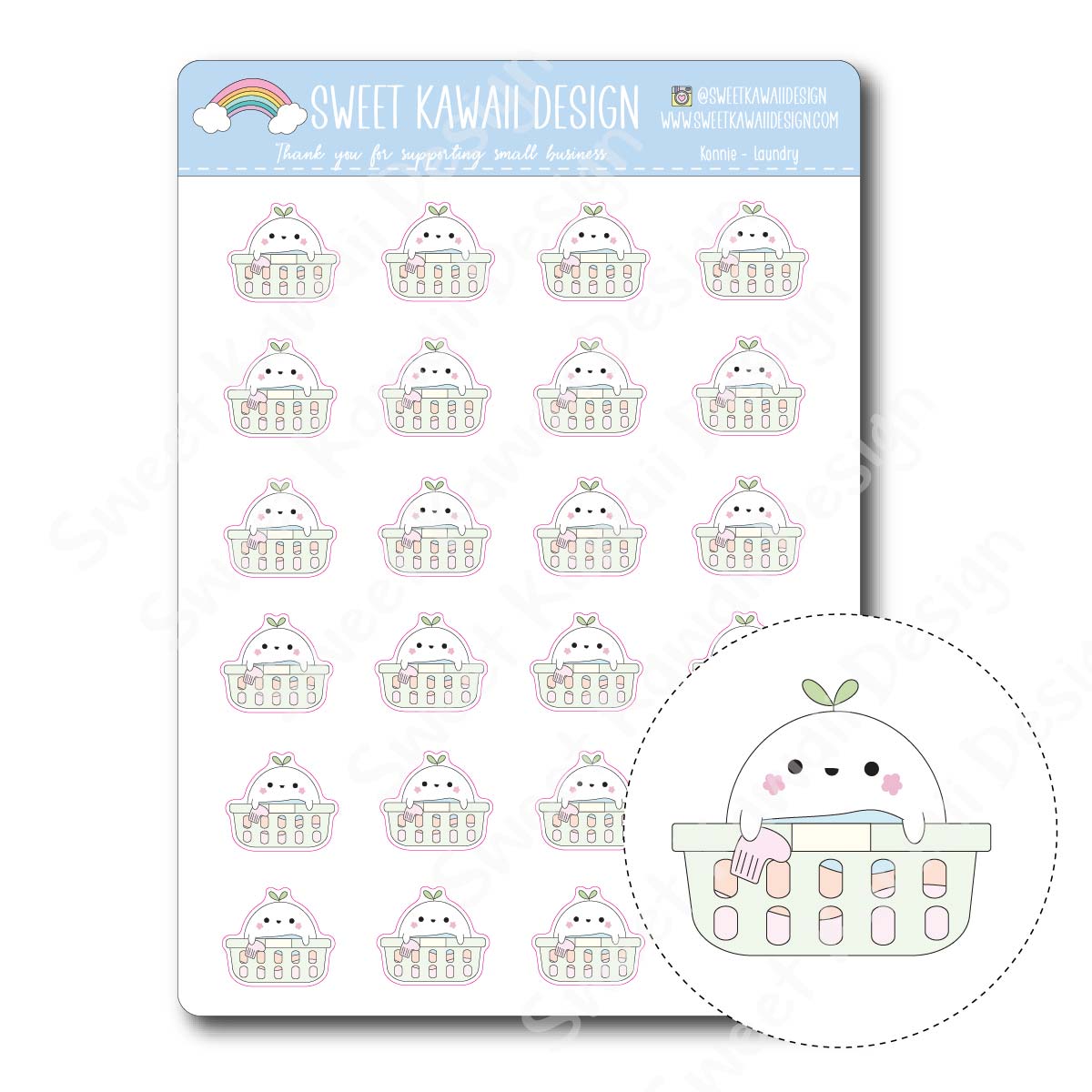 Kawaii Konnie Stickers - Laundry