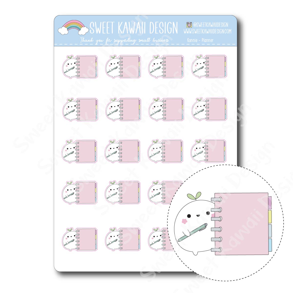 Kawaii Konnie Stickers - Planner