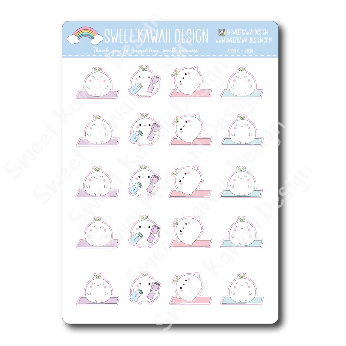 Kawaii Konnie Stickers - Yoga