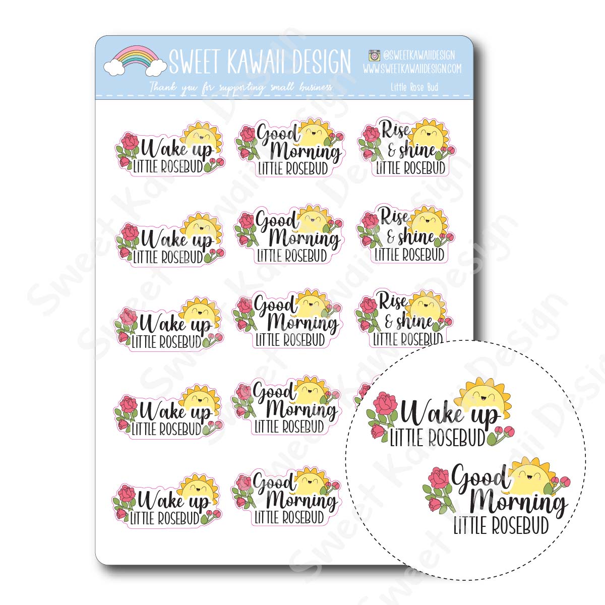 Kawaii Little Rosebud Stickers