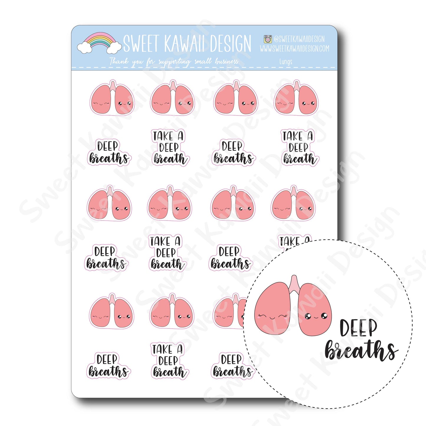 Kawaii Lungs Stickers