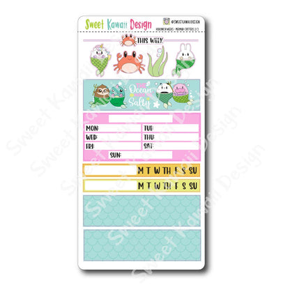 Kawaii Hobonichi Weeks Stickers - Mermaid Critters