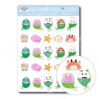 Kawaii Mermaid Critters Stickers