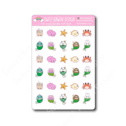 Kawaii Mermaid Critters Stickers