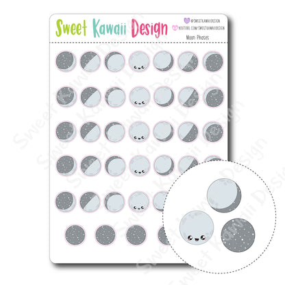 Kawaii Moon Phase Stickers