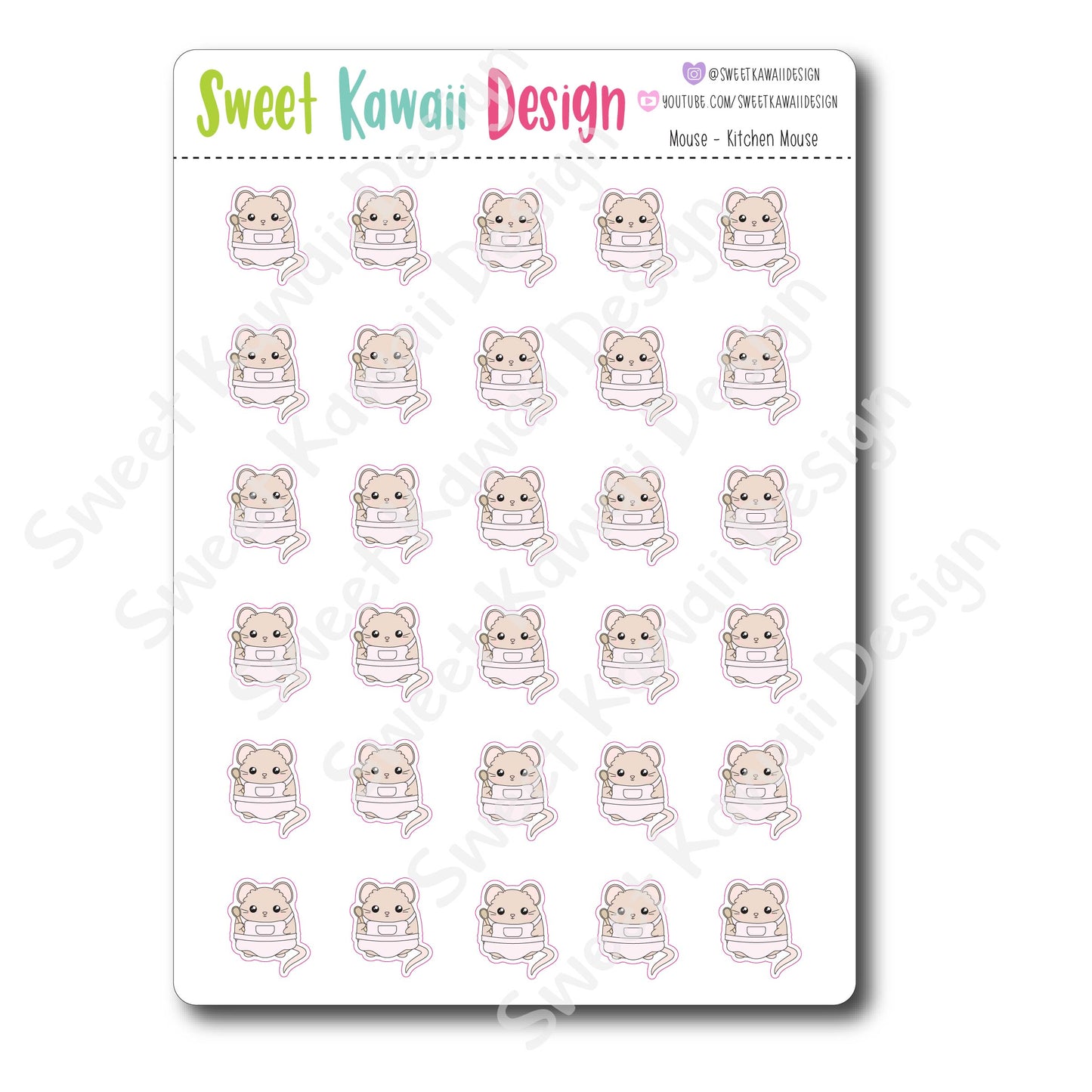 Kawaii Mouse Stickers - Kitchen Mouse