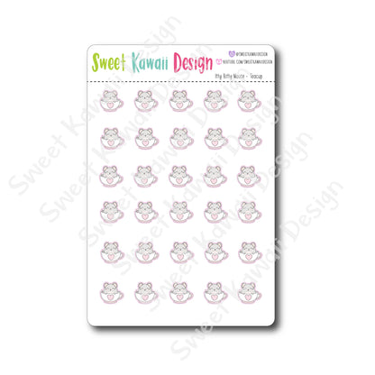 Kawaii Mouse Stickers - Tea cup