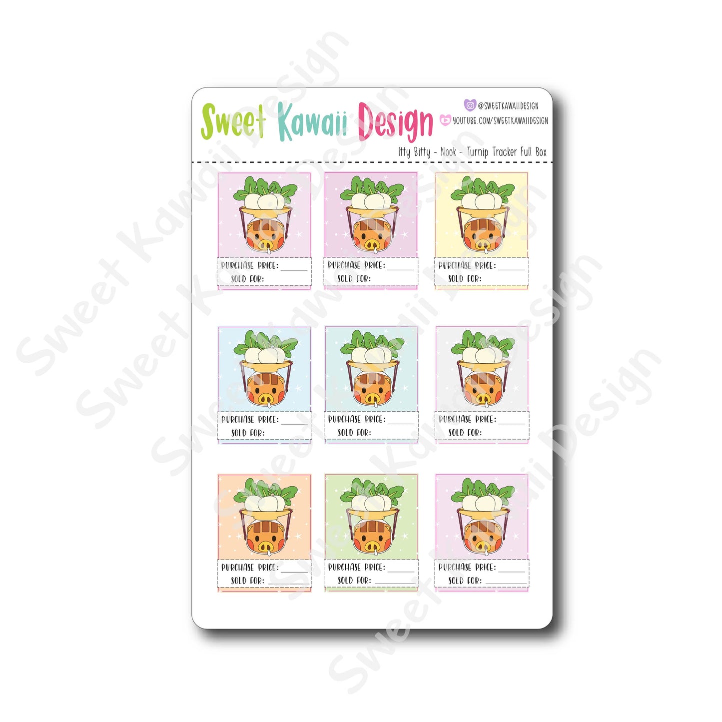 Kawaii Nook Stickers - Turnip Tracker Full Boxes