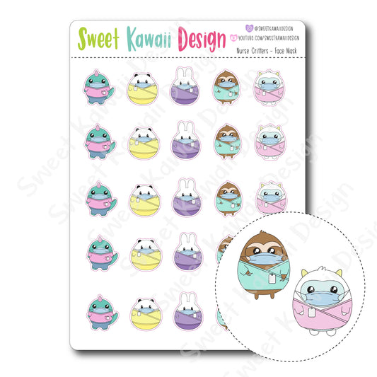 Kawaii Nurse Critters Stickers - Face Mask