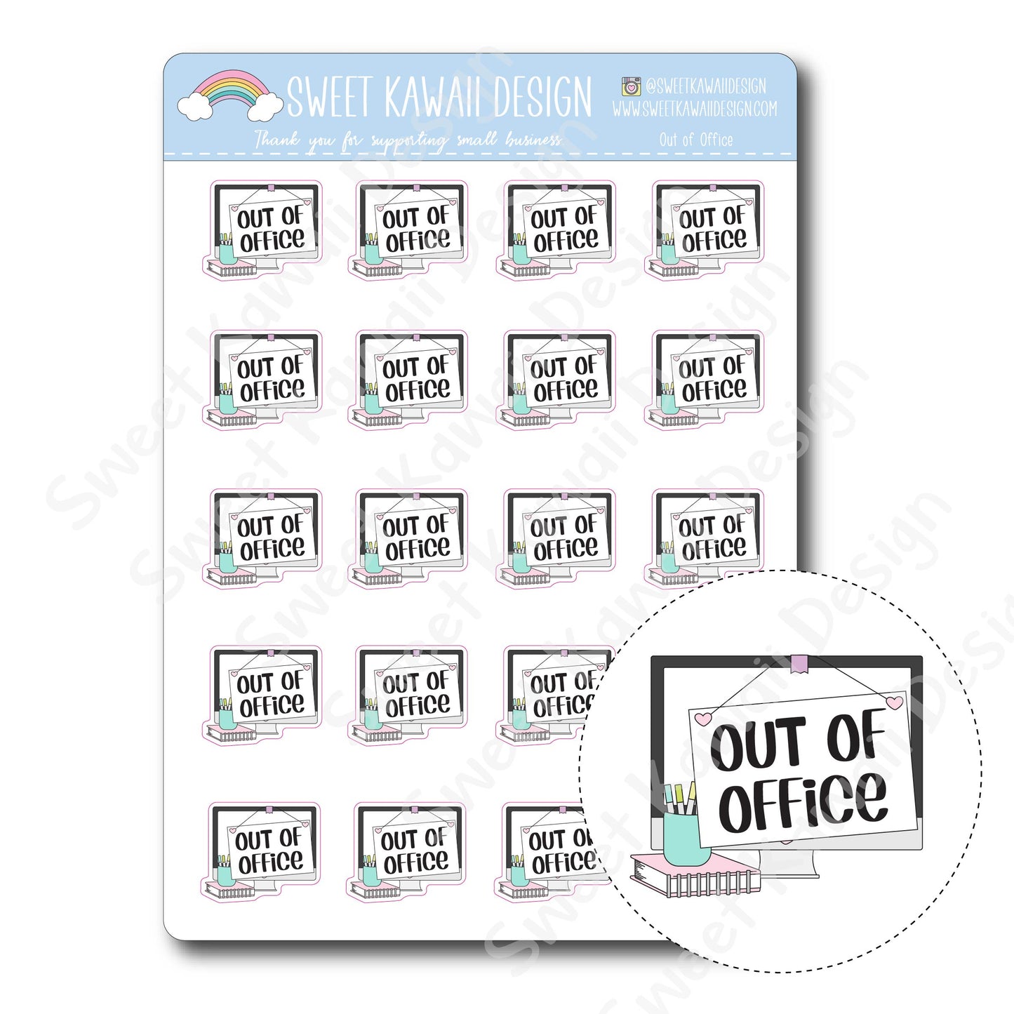 Kawaii Out of Office Stickers