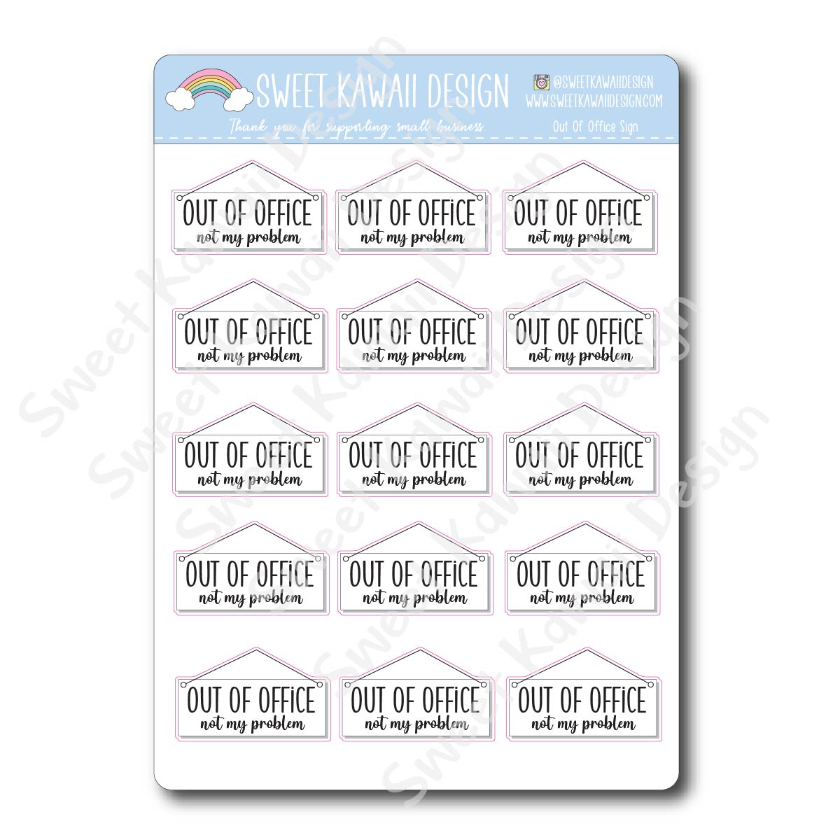 Kawaii Out Of Office Sign Stickers