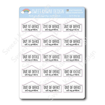 Kawaii Out Of Office Sign Stickers