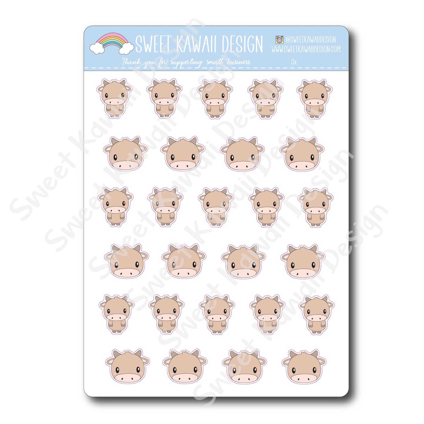 Kawaii Ox Stickers