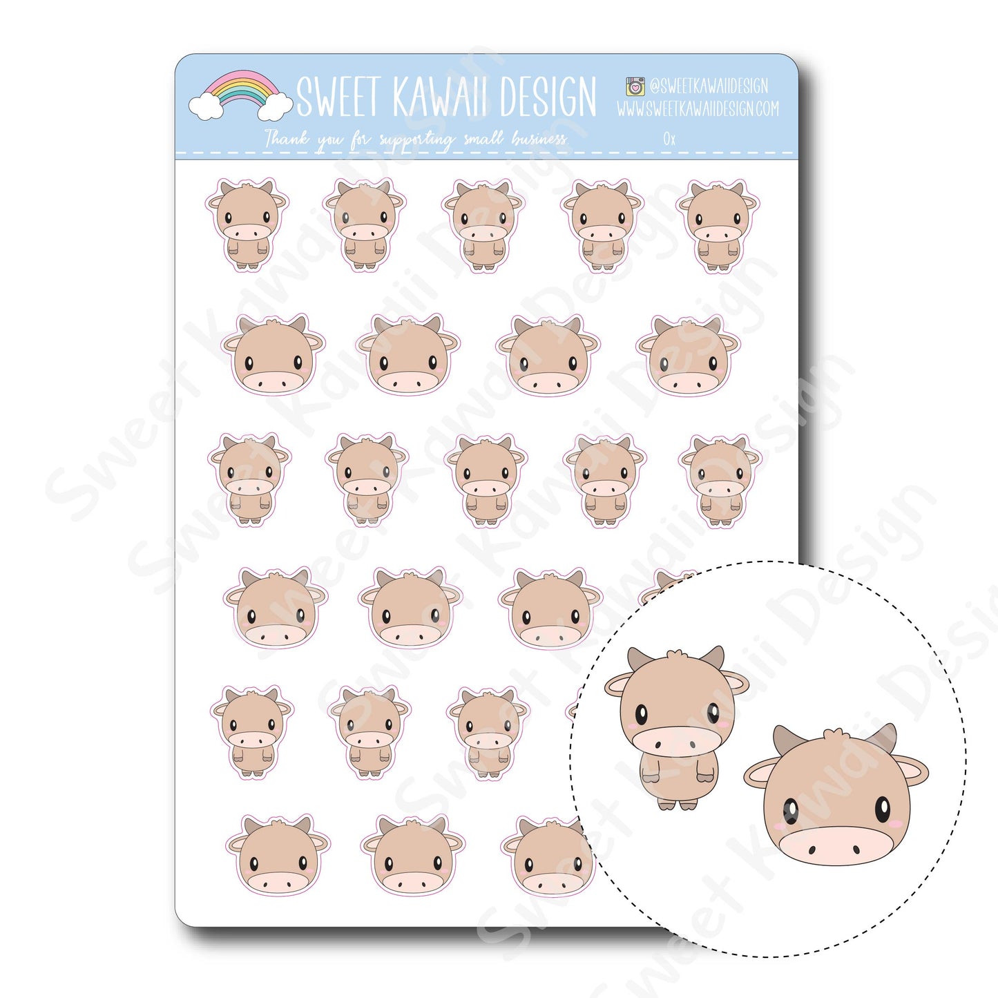 Kawaii Ox Stickers