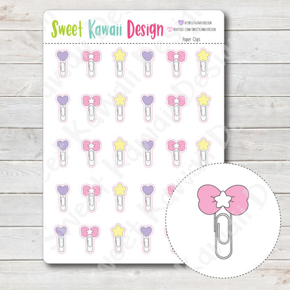 Kawaii Paper Clip Stickers