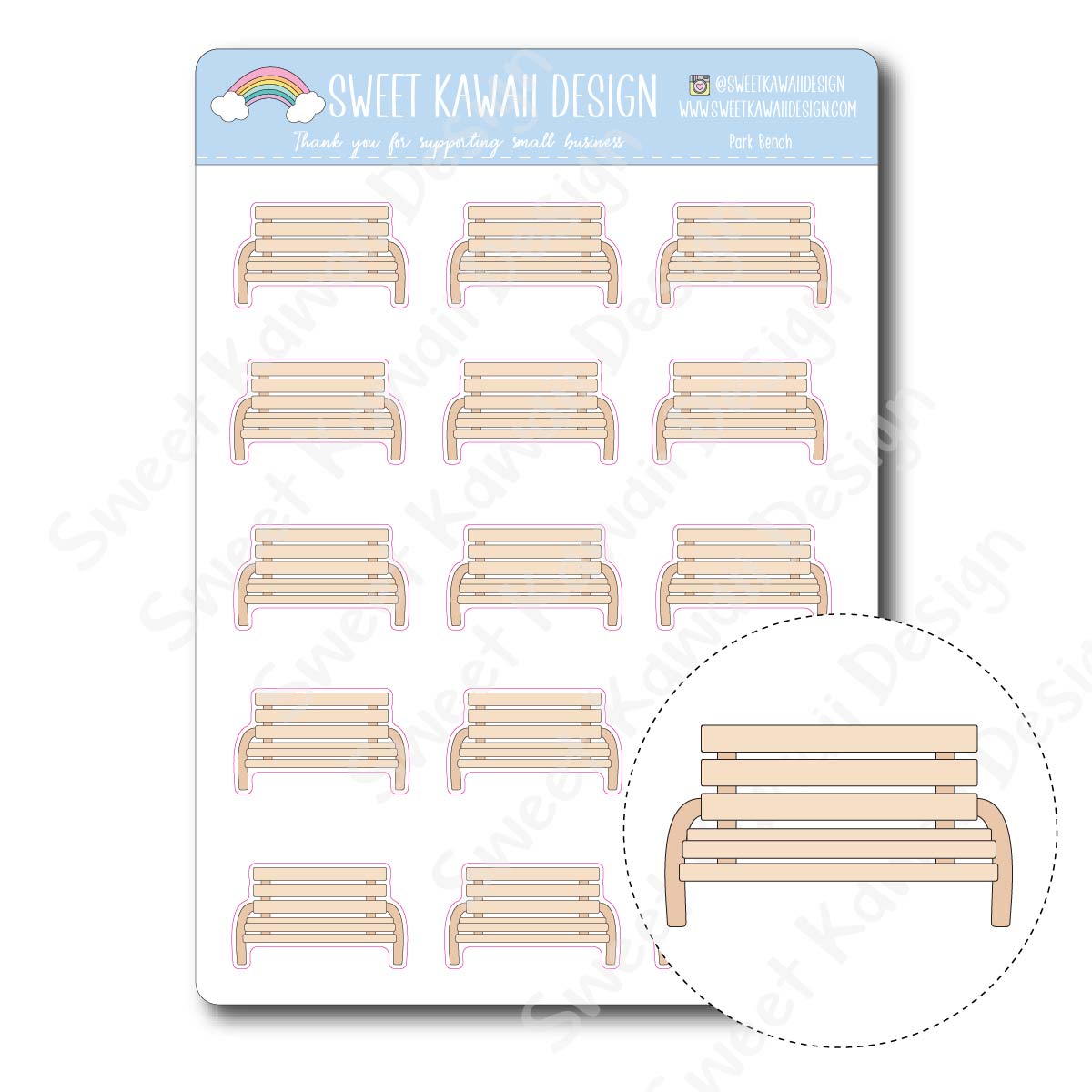 Kawaii Park Bench Stickers