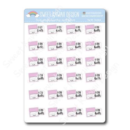 Kawaii Pay Bills Checkbook Stickers