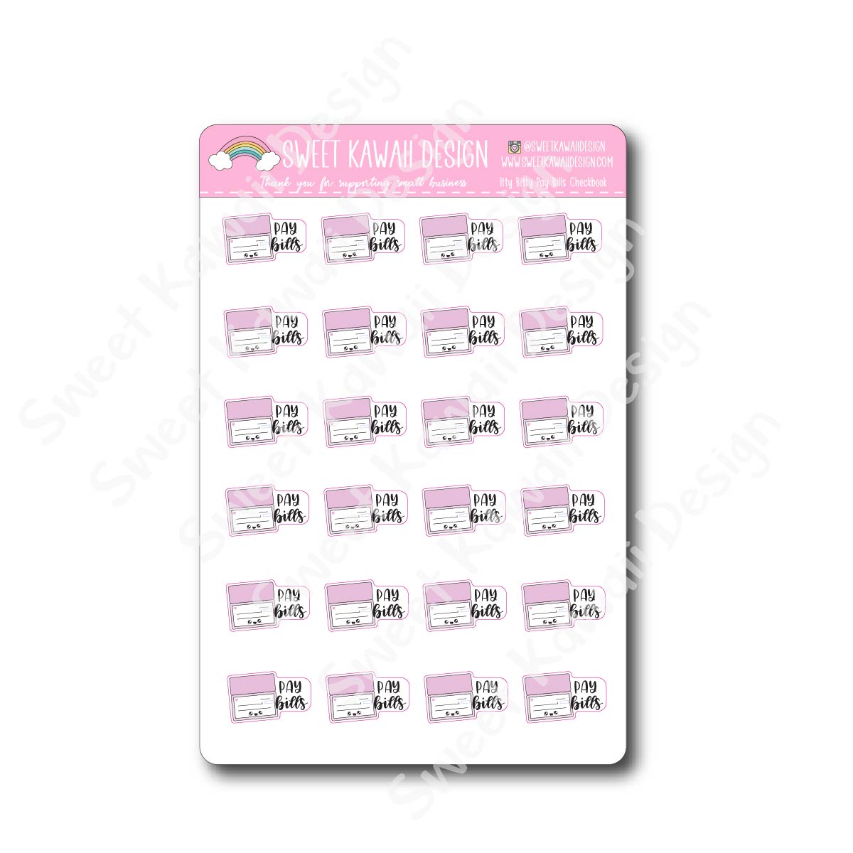 Kawaii Pay Bills Checkbook Stickers