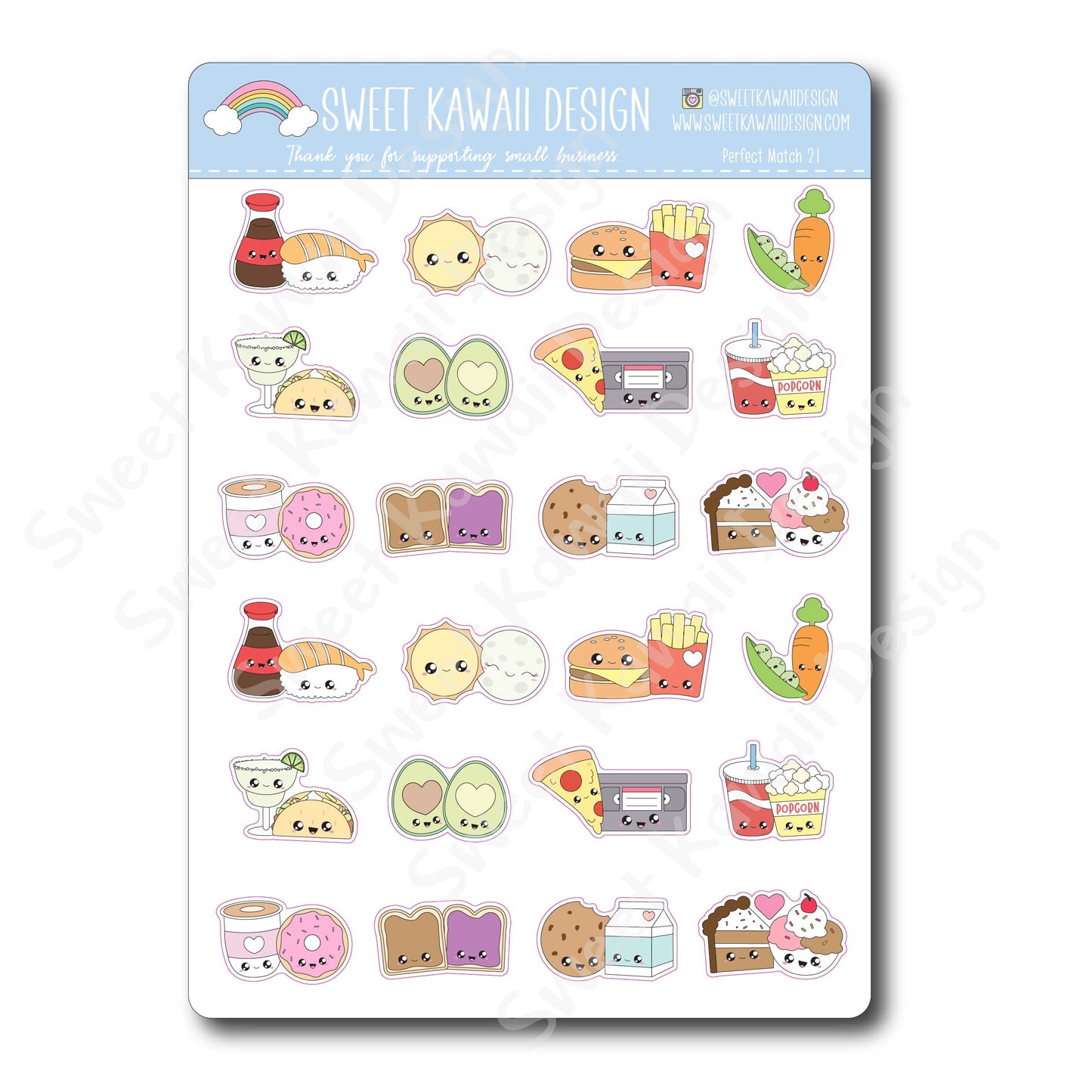 Kawaii Perfect Match 21 Stickers