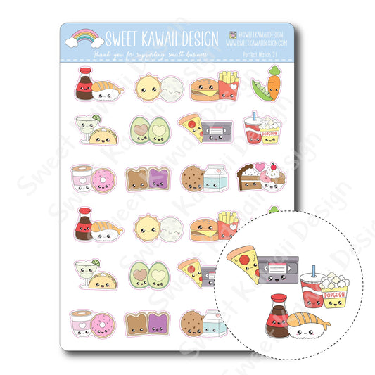 Kawaii Perfect Match 21 Stickers