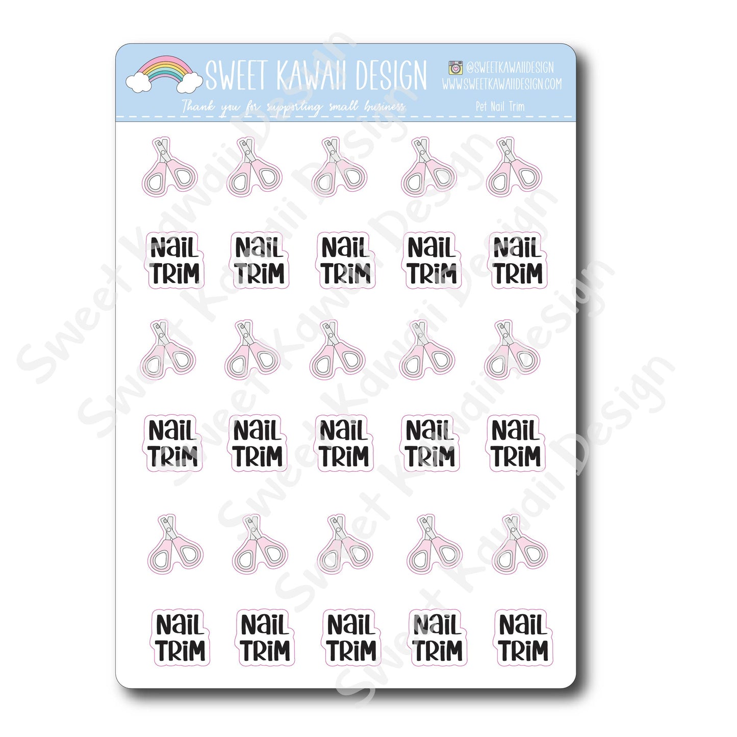 Kawaii Pet Nail Trim Stickers