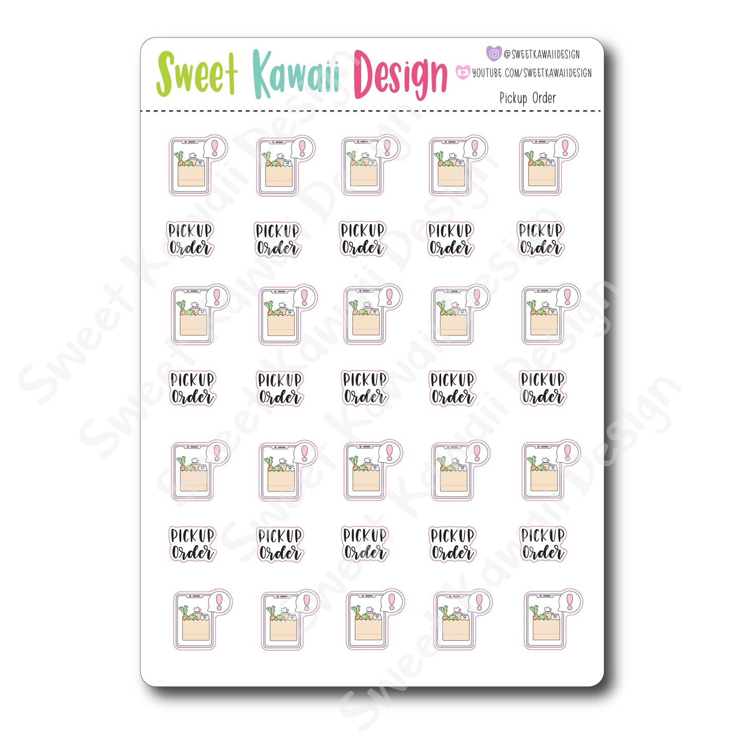 Kawaii Pickup Order Stickers