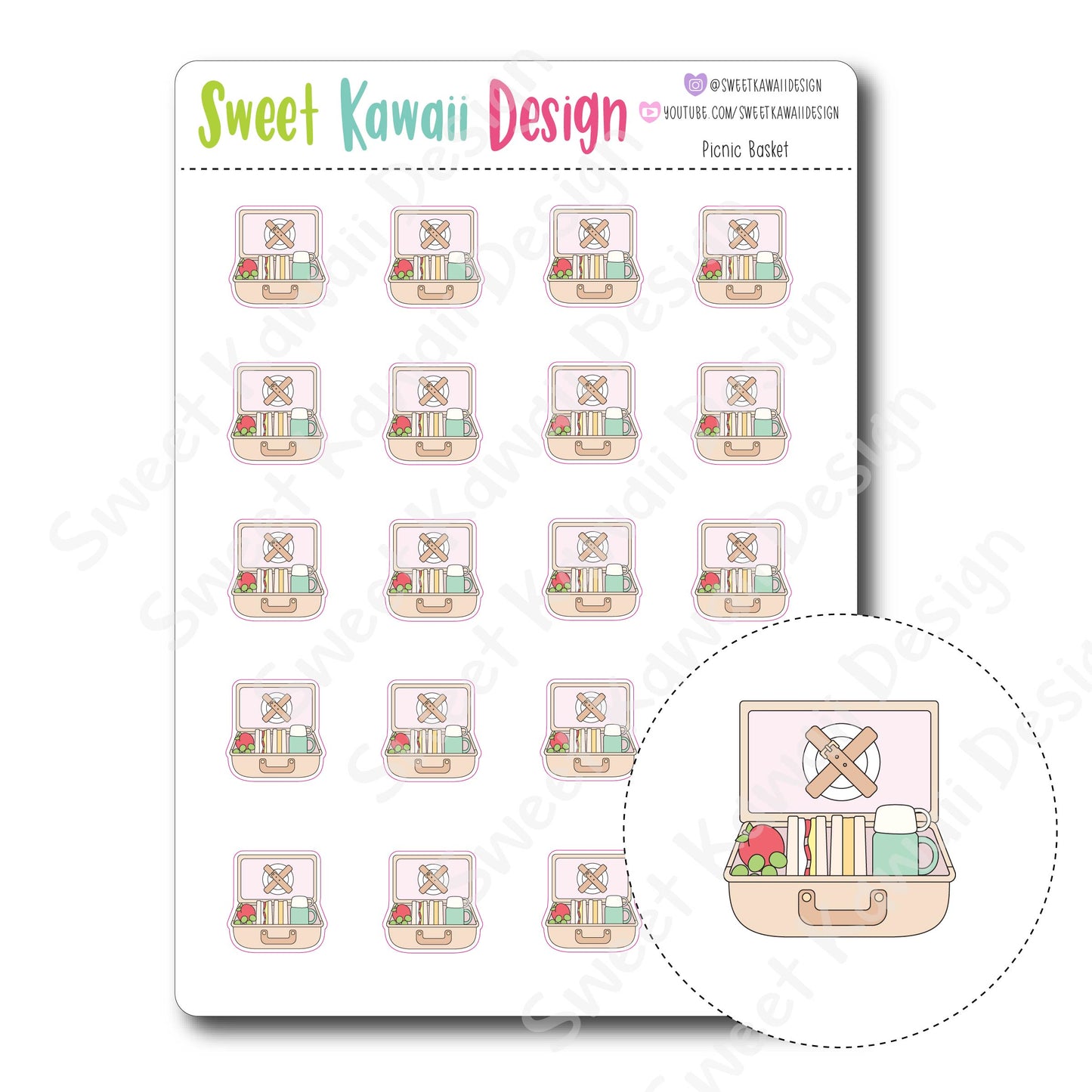 Kawaii Picnic Basket Stickers