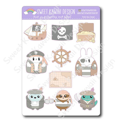 Kawaii Pirate Deco (Large) Stickers