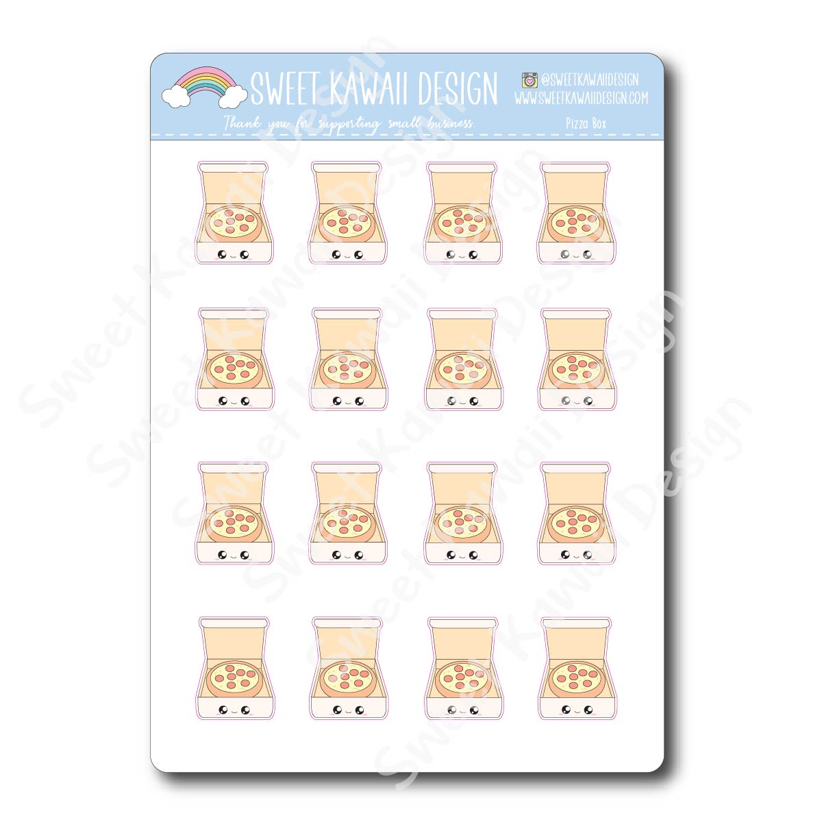 Kawaii Pizza Box Stickers