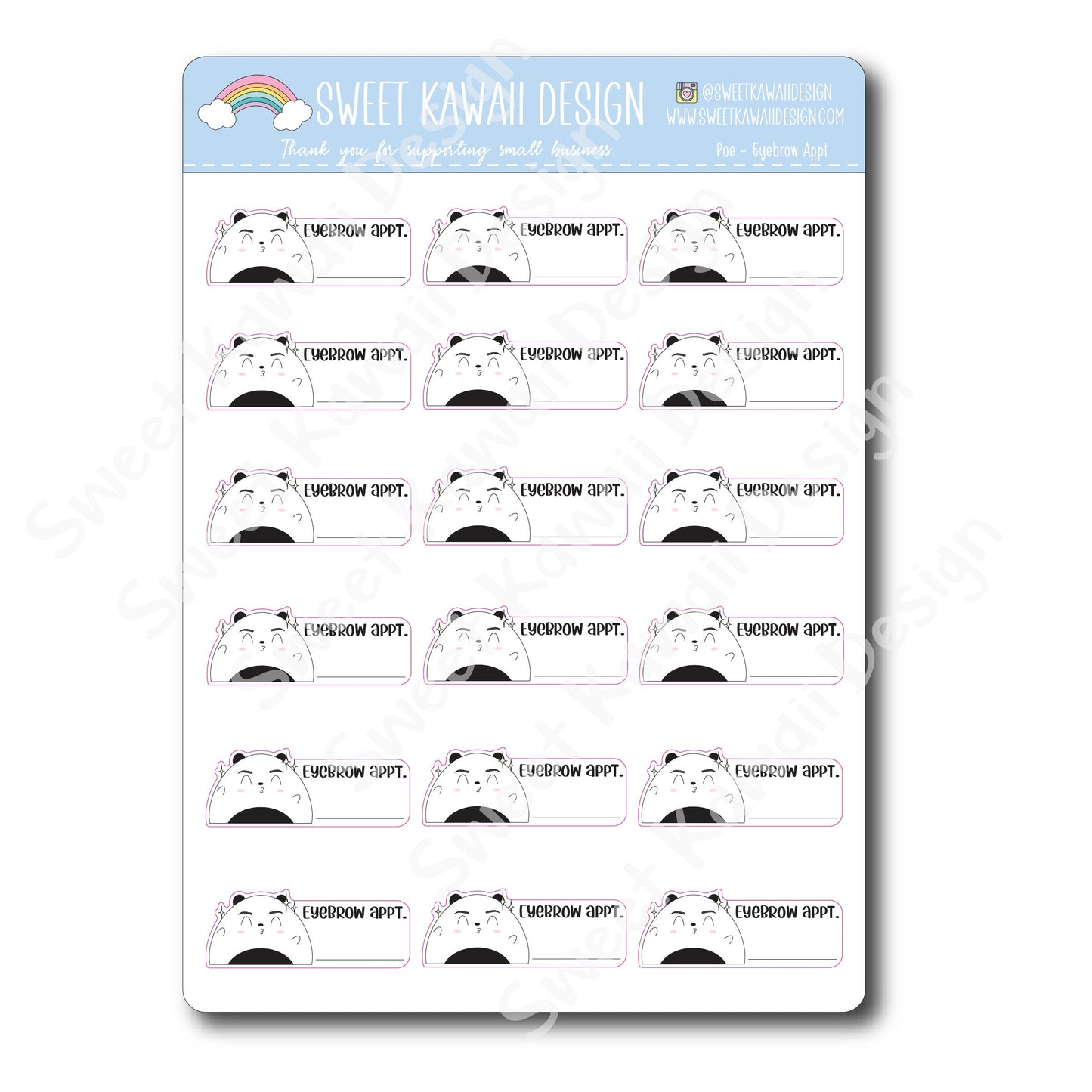 Kawaii Poe Stickers - Eyebrow Appt