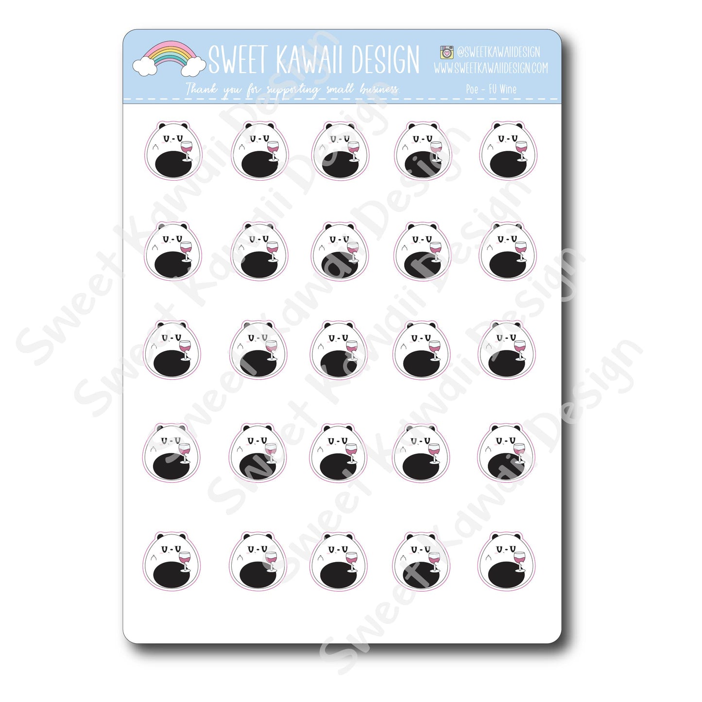 Kawaii Poe Stickers - FU Wine