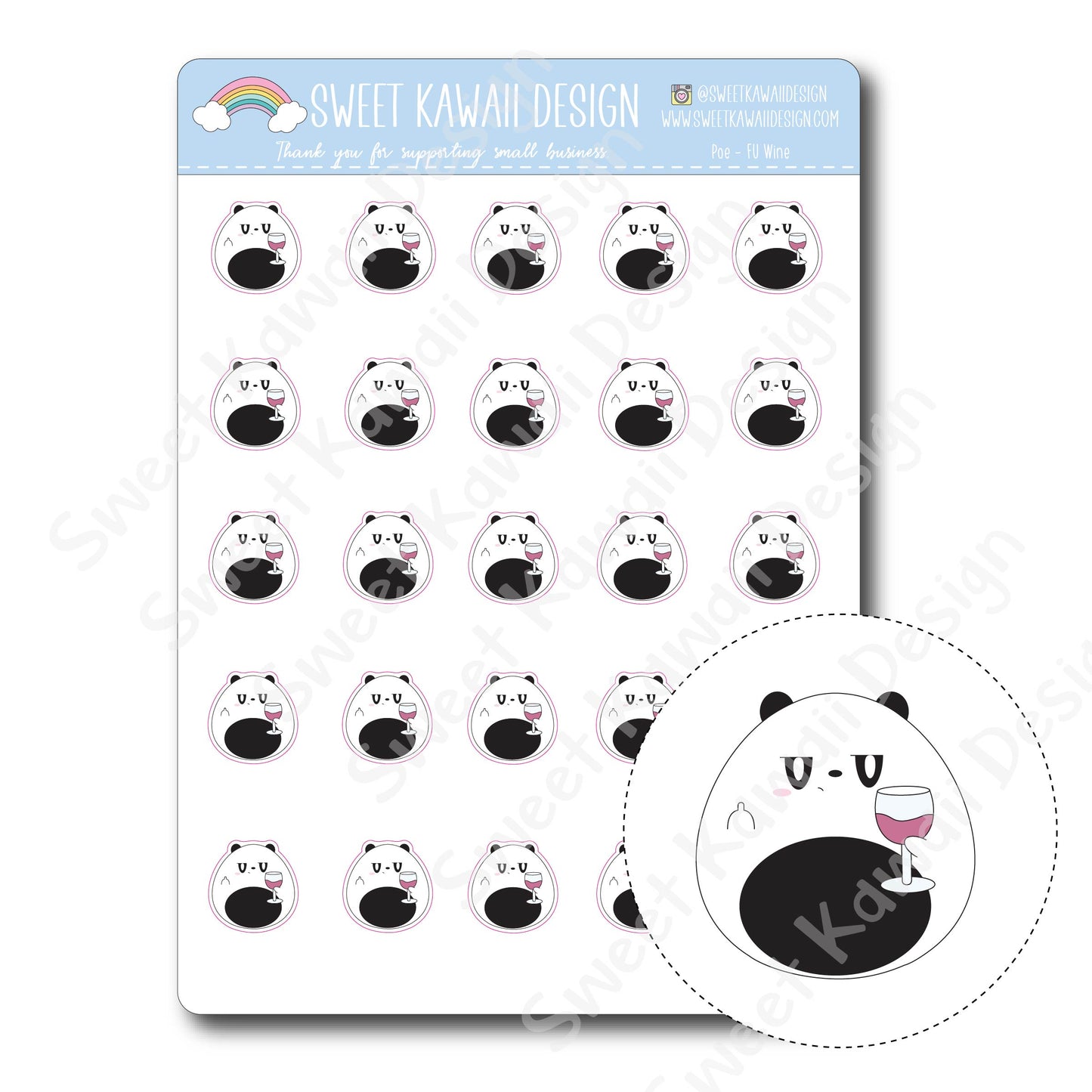 Kawaii Poe Stickers - FU Wine