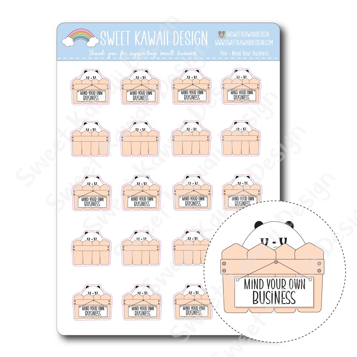 Kawaii Poe Stickers - Mind Your Business