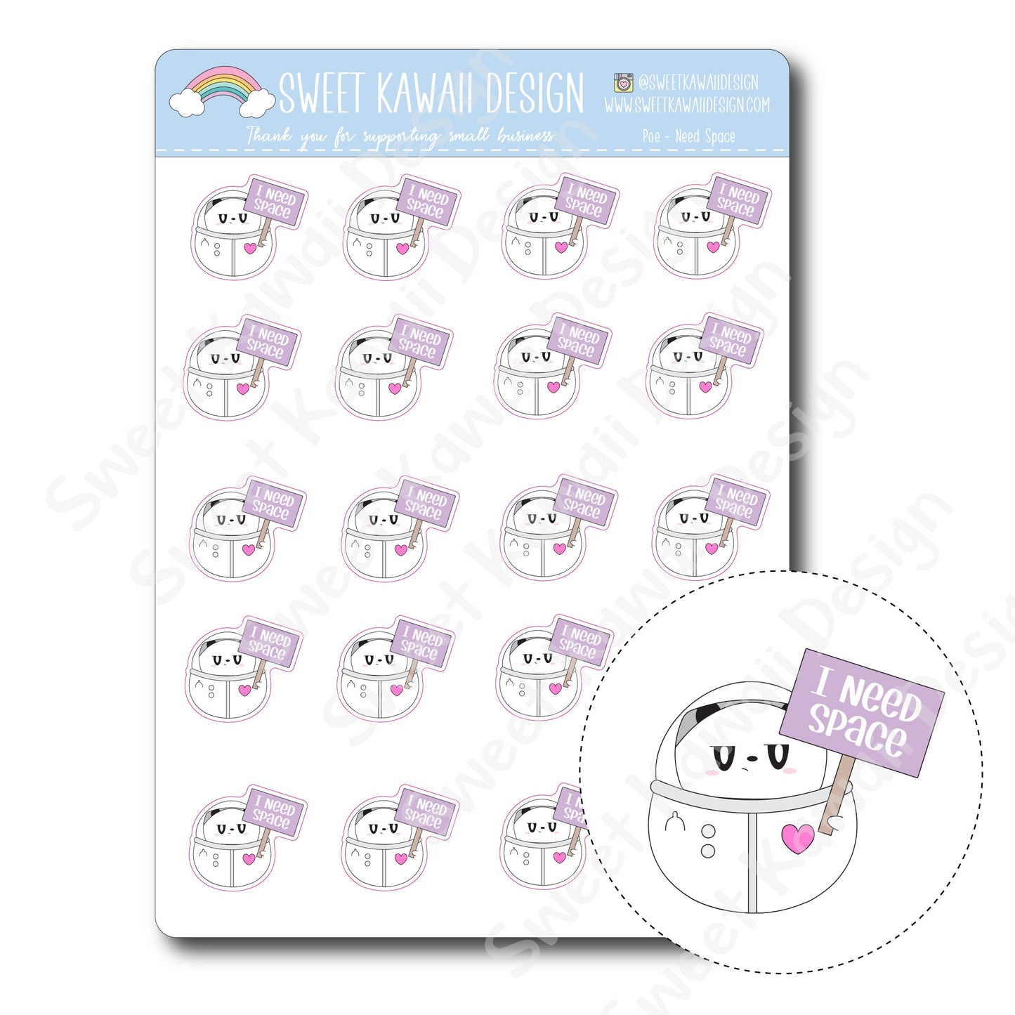 Kawaii Poe Stickers - Need Space