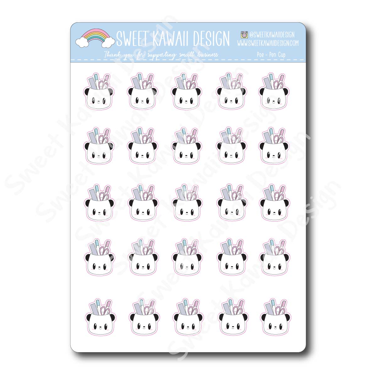 Kawaii Poe Pen Cup Stickers