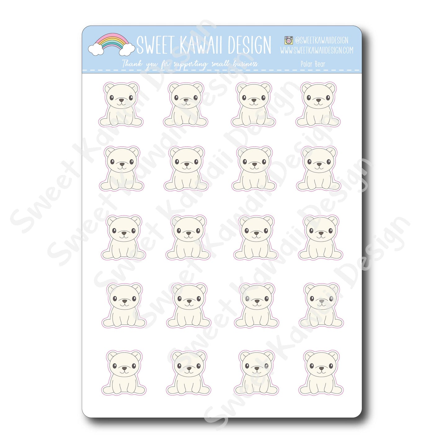 Kawaii Polar Bear Stickers